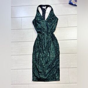 Green Sequin Halter Dress